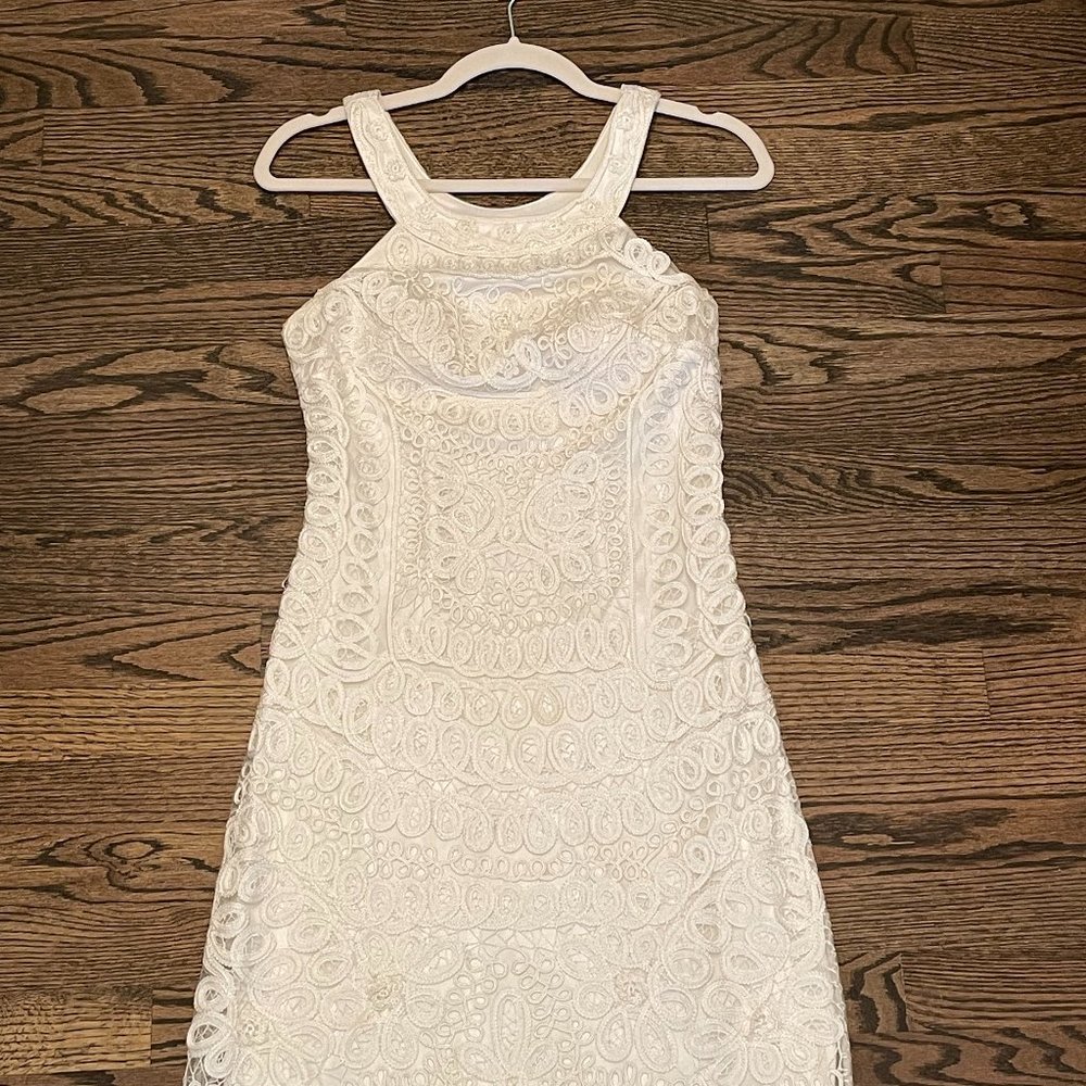 Sue Wong white macrame/detail dress (great for wedding or bridal shower)